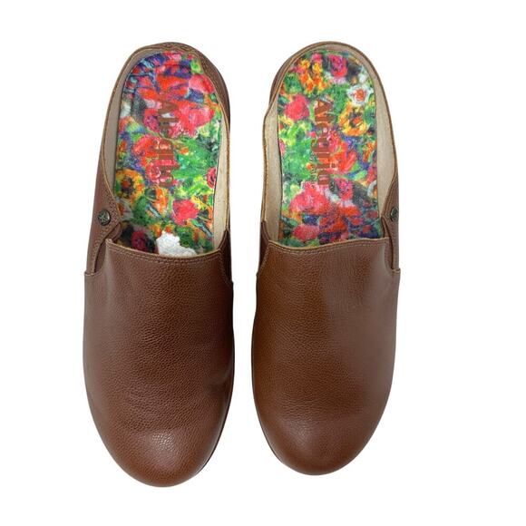 Alegria Sereniti Clog Shoes Wedge Leather Cognac Tan Brown Size 38 US 8 8.5 - Picture 3 of 15